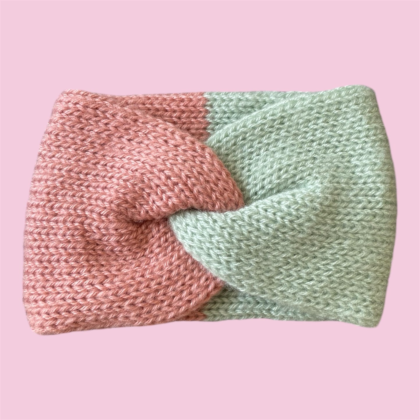 Cache-oreille bicolore Rose Pistache