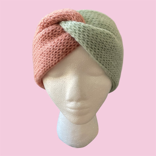 Cache-oreille bicolore Rose Pistache