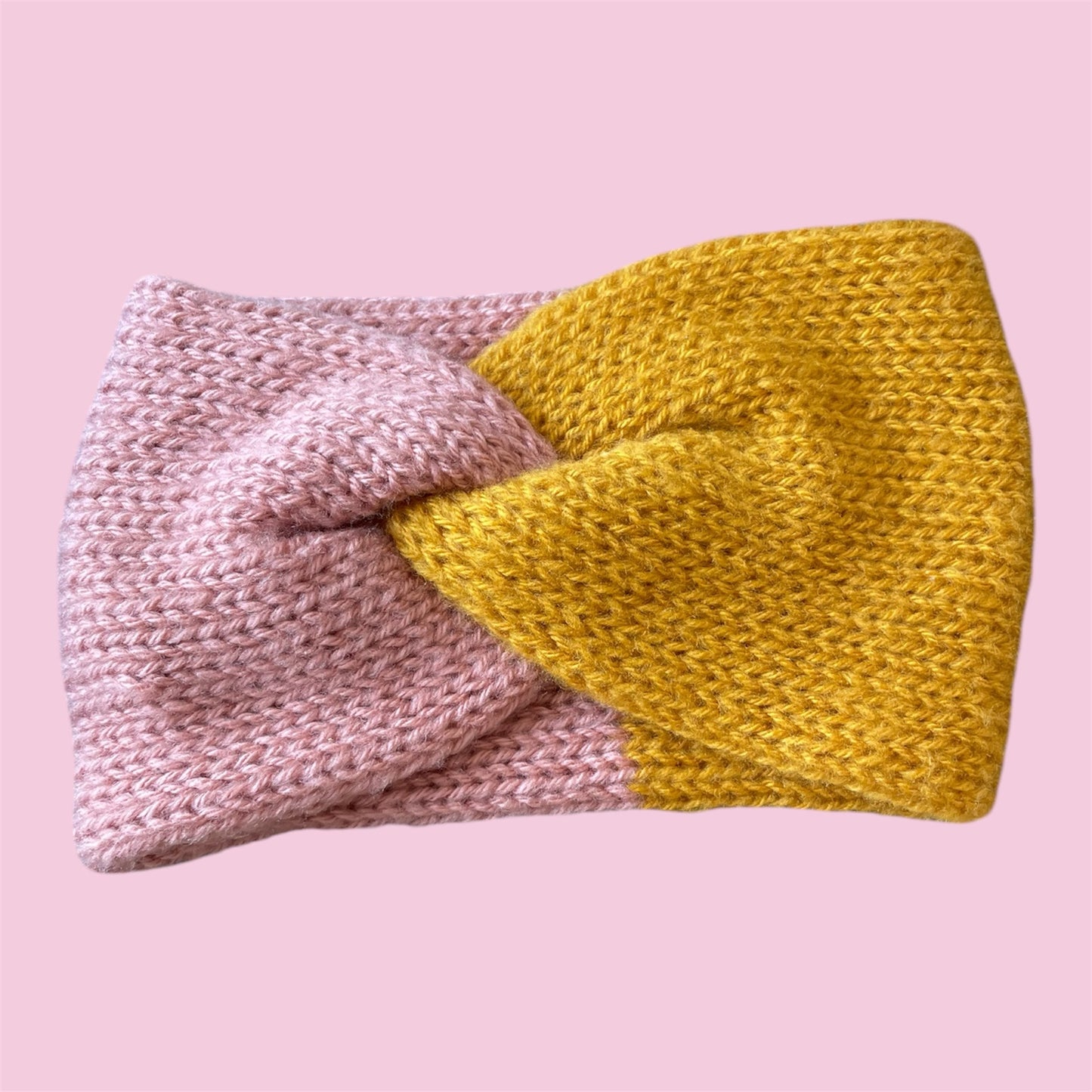 Cache-oreille bicolore Rose Moutarde