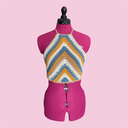 Top à rayure bleu et doré (Taille M)