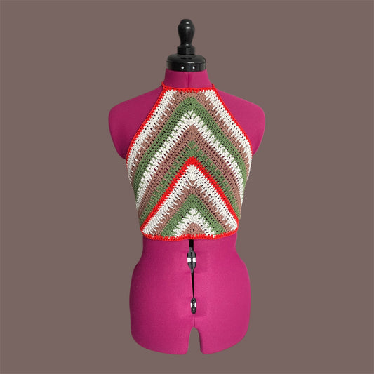 Top à rayures vert et brun (Taille M/L)