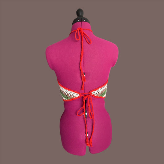 Top à rayures vert et brun (Taille M/L)